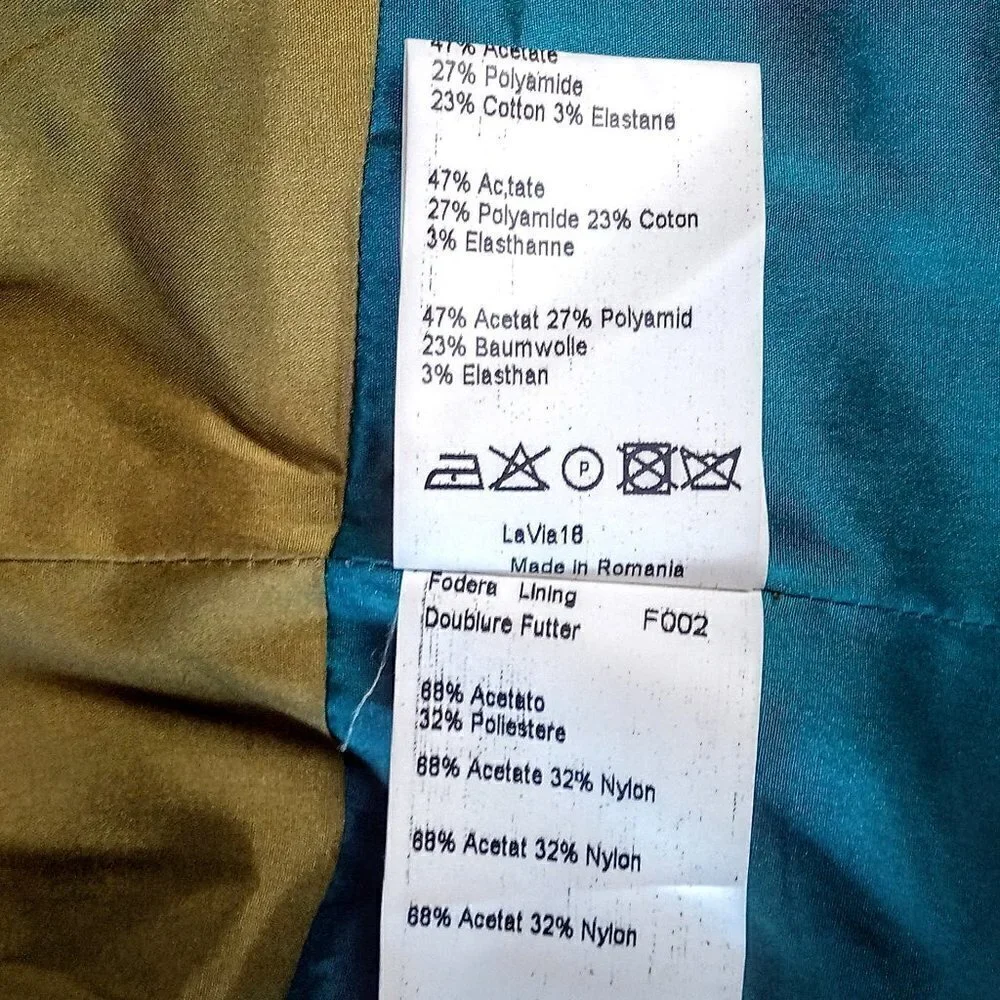 LaVia Teal Green Diamond Pattern Short Jacket